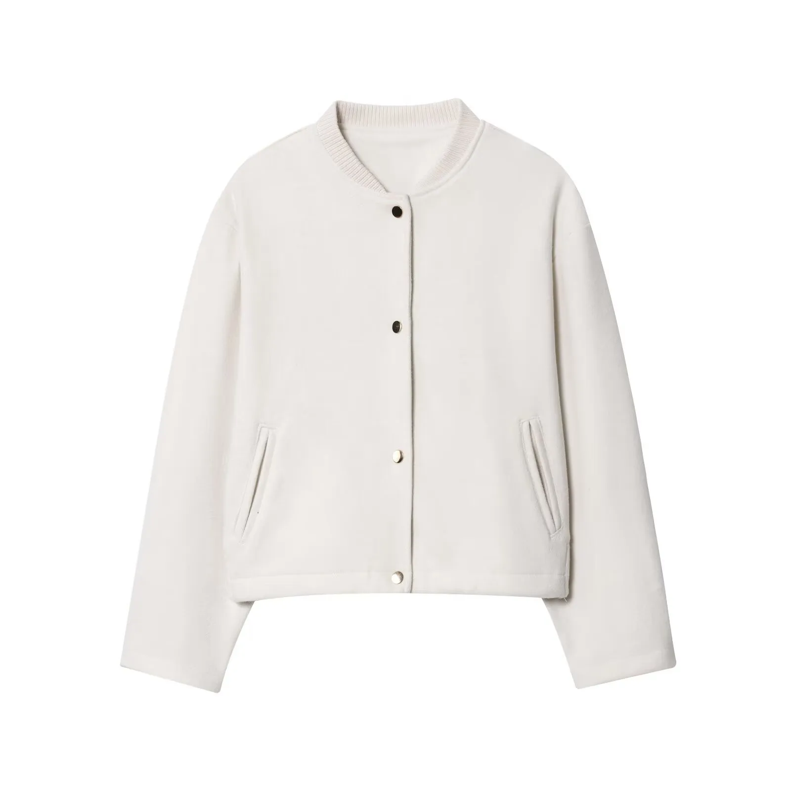 

Tidalyf 2025 Новая женская элегантная мягкая короткая куртка с круглым вырезом, однобортная верхняя одежда с длинными рукавами и скрытыми карманами, модная шикарная осенняя одежда