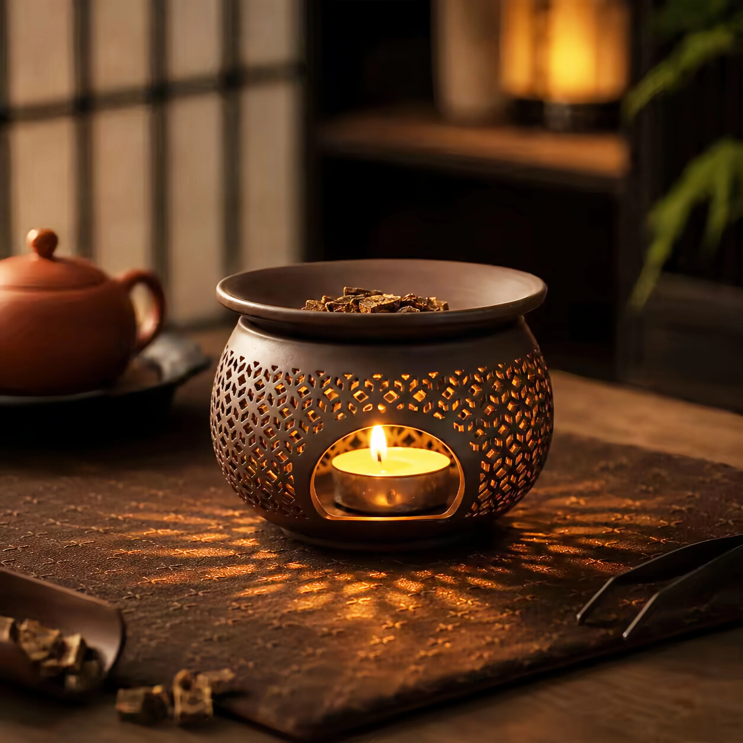 Home Fragrance Candles - Ceramic Carved Incense Burner Indoor Aromatherapy