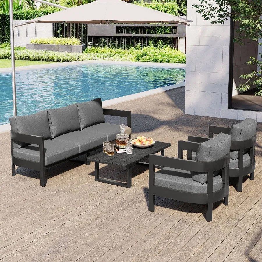 

U_STYLE HighQuality Outdoor Seating Set with Thick Cushions for Ultimate Comfort Perfect for Lawns Patios and Poolside