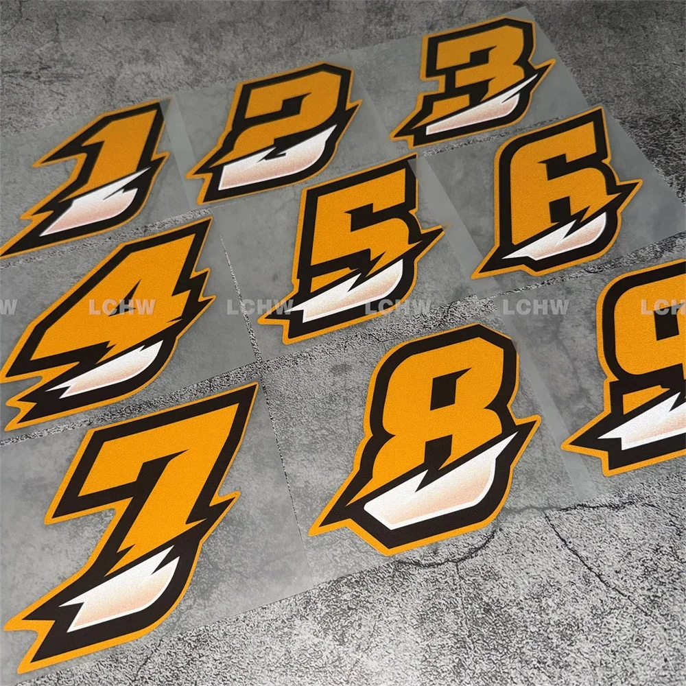 Car Stickers Splicing effect Yellow racing number Decal Auto Window Body Graphic Motorcycle Helmet Fuel Tank Tape