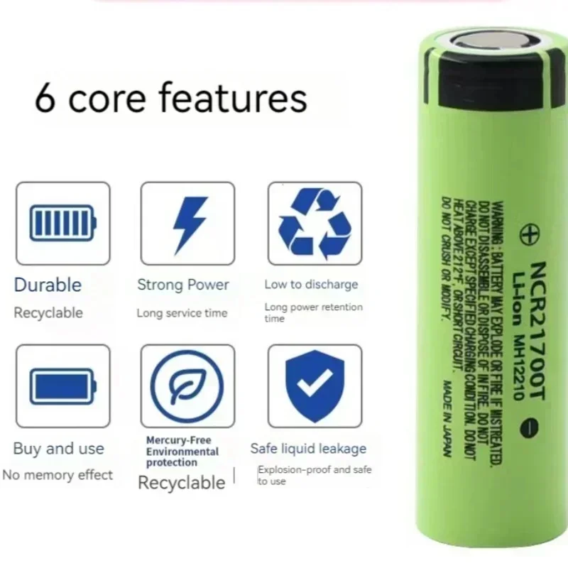 100% /Original 21700 NCR21700T 3.6V Cell Lithium Rechargeable Battery 4800mAh 3.7 V 40A High-discharge Battery Li-ion Batteries