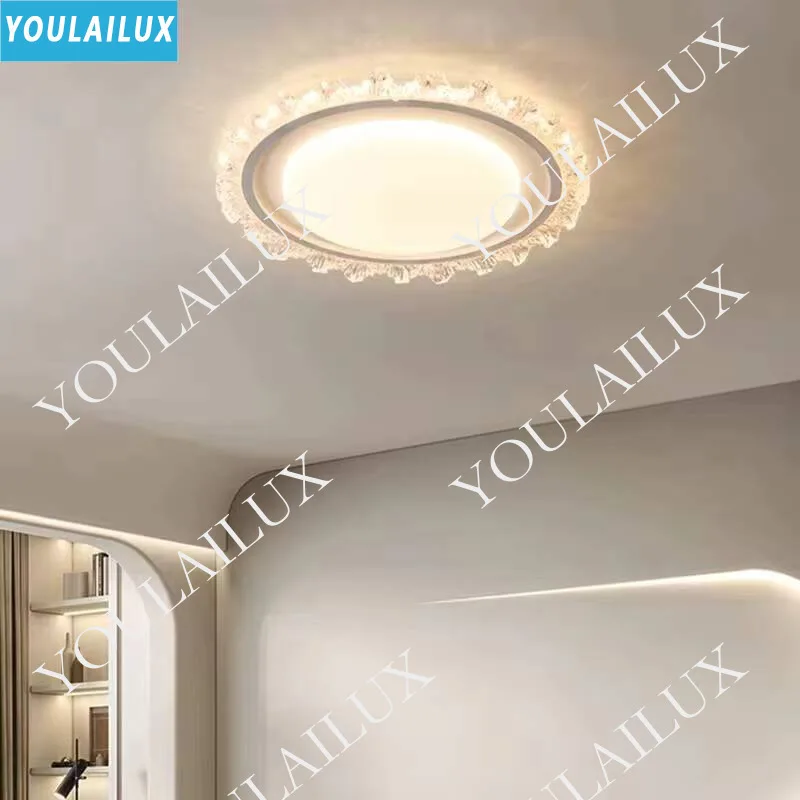 Modern Light Luxury LED Ceiling Lamps Bedroom Living Room Crystal Pleated Ceiling Lights Simple Indoor Lighting Decorative Lamps