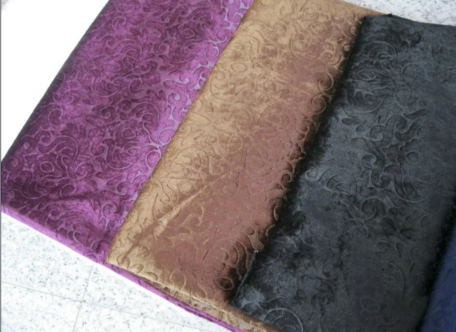 Golden Velvet Fabric By The Meter for Sofa Covers Pillowcases Sewing Plain Embossed Velour Cloth Breathable Smooth Purple Yellow