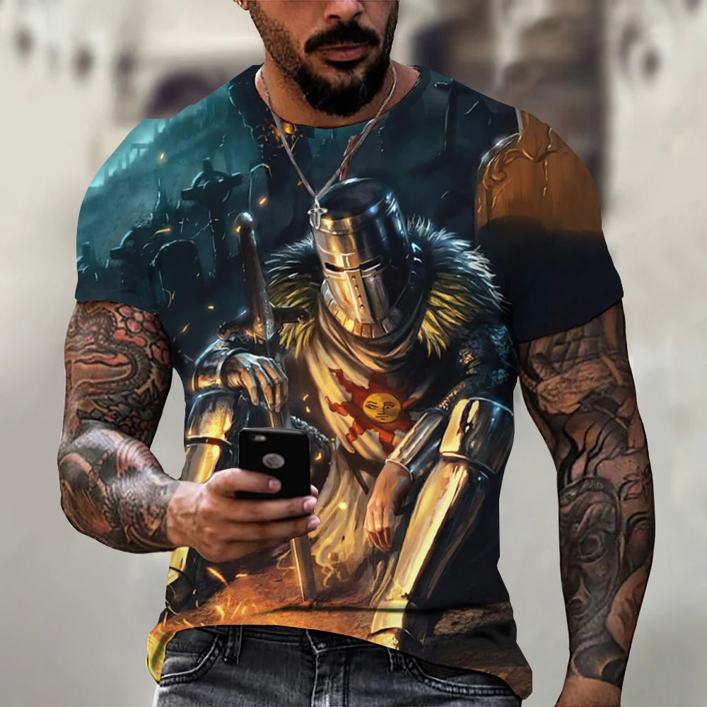 

Summer Fashion Templar 3D Printed Men's T-Shirt Street Harajuku Cross Tshirt For Men Short Sleeve Oversized Tshirt Vintage Tops