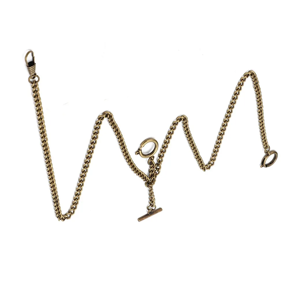 

Ретро 44 см Длина Цепочка для карманных часов Бронза 3 крючка Т-образная планка Винтажная цепочка для карманных часов Классический антикварный подарок Держатель для ключей для часов