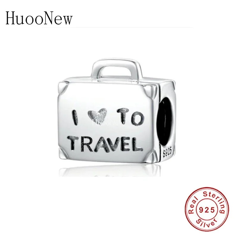 Fit Original Charm Bracelet 925 Sterling Silver I Love To Travel Bag Suitcase Case Box Bead For Making Women Berloque 2022 New