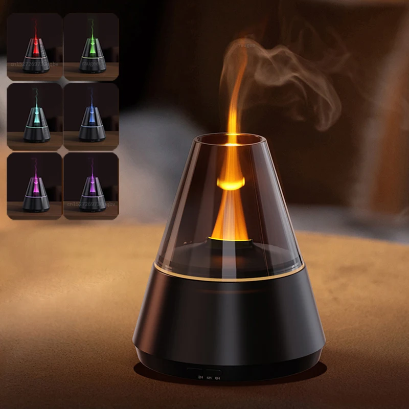 لهب المرطب ناشر رائحة الروائح الناشر العطر لغرفة المنزل زيت طبيعي الناشر النار المرطب مع الضوء