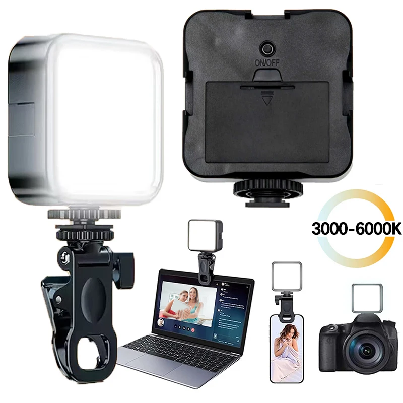 Portable Phone Selfie Fill Light Clip-On LED Lamp 3 Brightness Modes for Mobile Phone Laptop iPad Video Call Makeup Photography