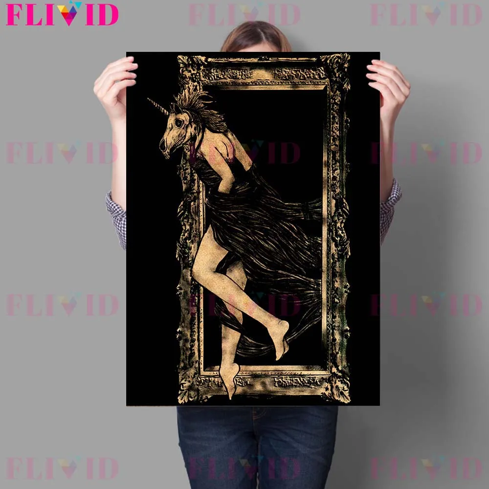 Baphomet Devil And Cernunnos Skeleton Vintage Wall Art Canvas Painting Pestilence And Despair Dark Death Art Poster Prints Decor image 2