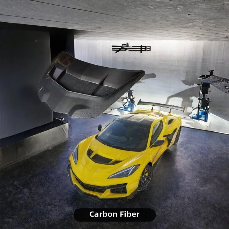 for C8 2024 ZR1 Style Luxury Carbon Fiber Front Hood Cover Modification/Upgrade with Easy Installation