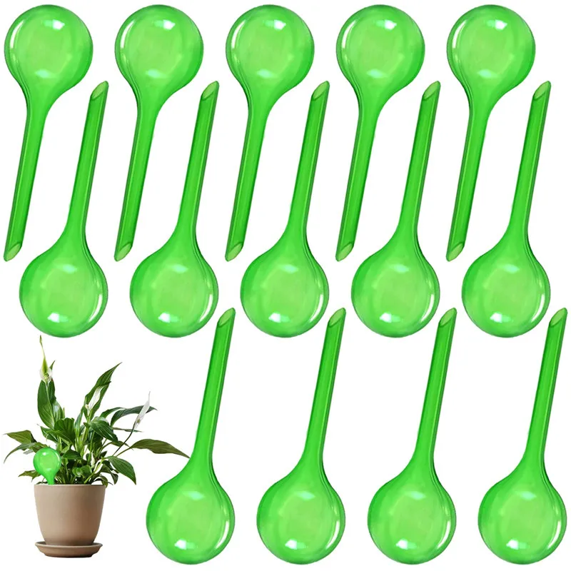 Green 6pcs PVC Faux Glass Automatic Plant Waterer Clear Sphere Bird Home Garden Tank Patio Drip Irrigation System Accessories