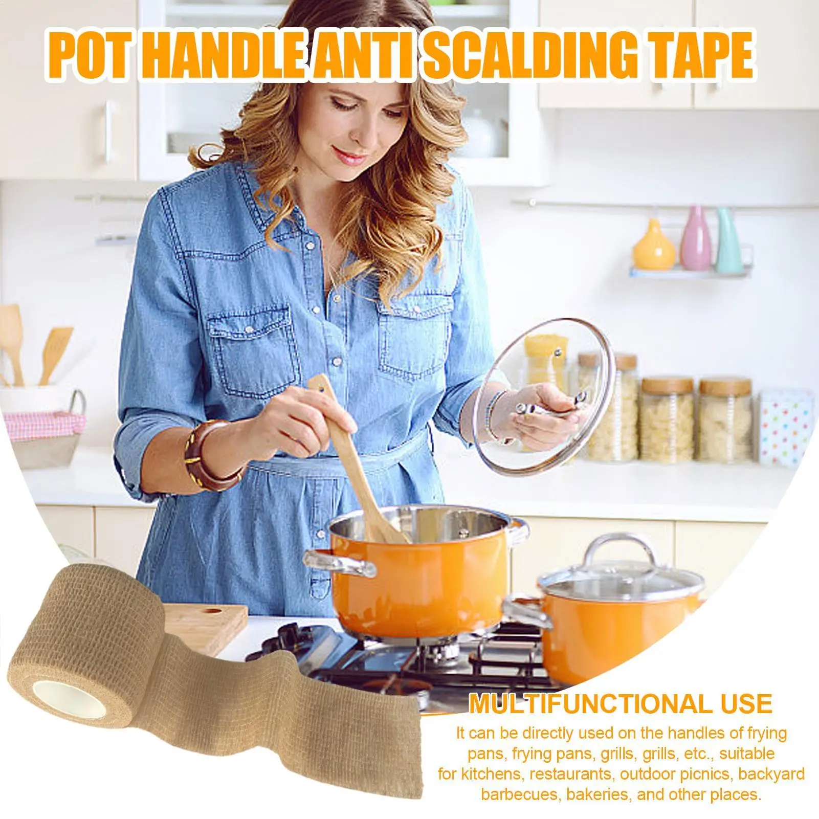 Anti-Scalding Pot Handle Tape Self-Adhesive Iron Pot And Hot Pot Handle Tape Wrapping Tape Grill Accessories For Table Legs