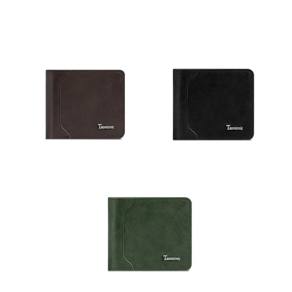 Fashion Business Men's Short Wallet Cash Bag Pu Leather Credit Card Holder Solid Color Casual Male Bifold Wallet Male