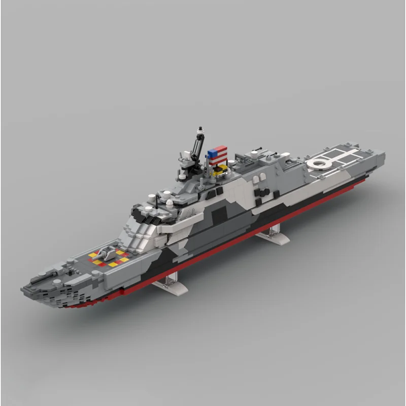 

1090 pieces MOC USS Freedom littoral camouflage combat ship model DIY assembly building block toys children's birthday gift