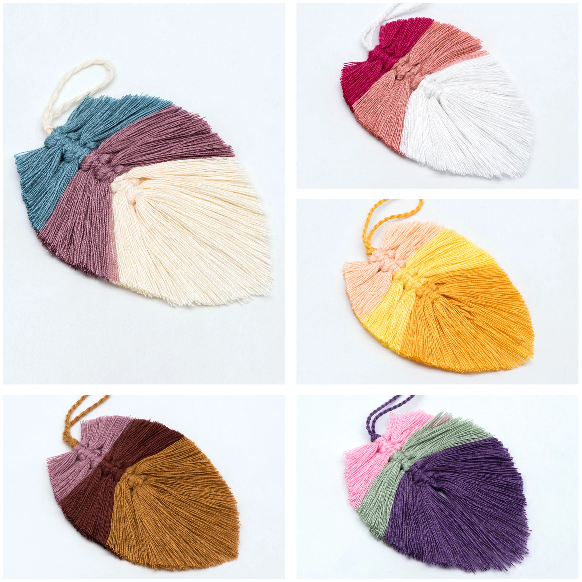 

4pcs Tiered Cotton Leaf Tassels 100mm, Tassel Charms, Tassel Pendants For Jewelry Making DIY Accessories Findings (FB-086)