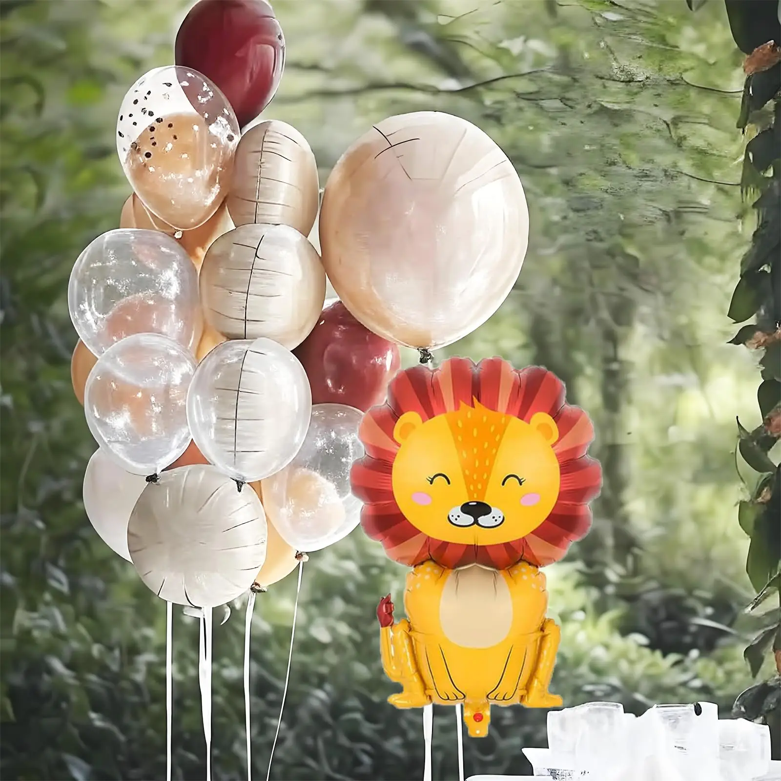 جديد الكرتون الحيوان موضوع احباط بالون الغابة سفاري الغابات الأسد الفيل الاطفال عيد ميلاد لوازم الديكور لوازم استحمام الطفل