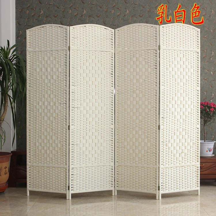 Paper rattan partition folding screen seat screen screen solid wood porch fitting room partition