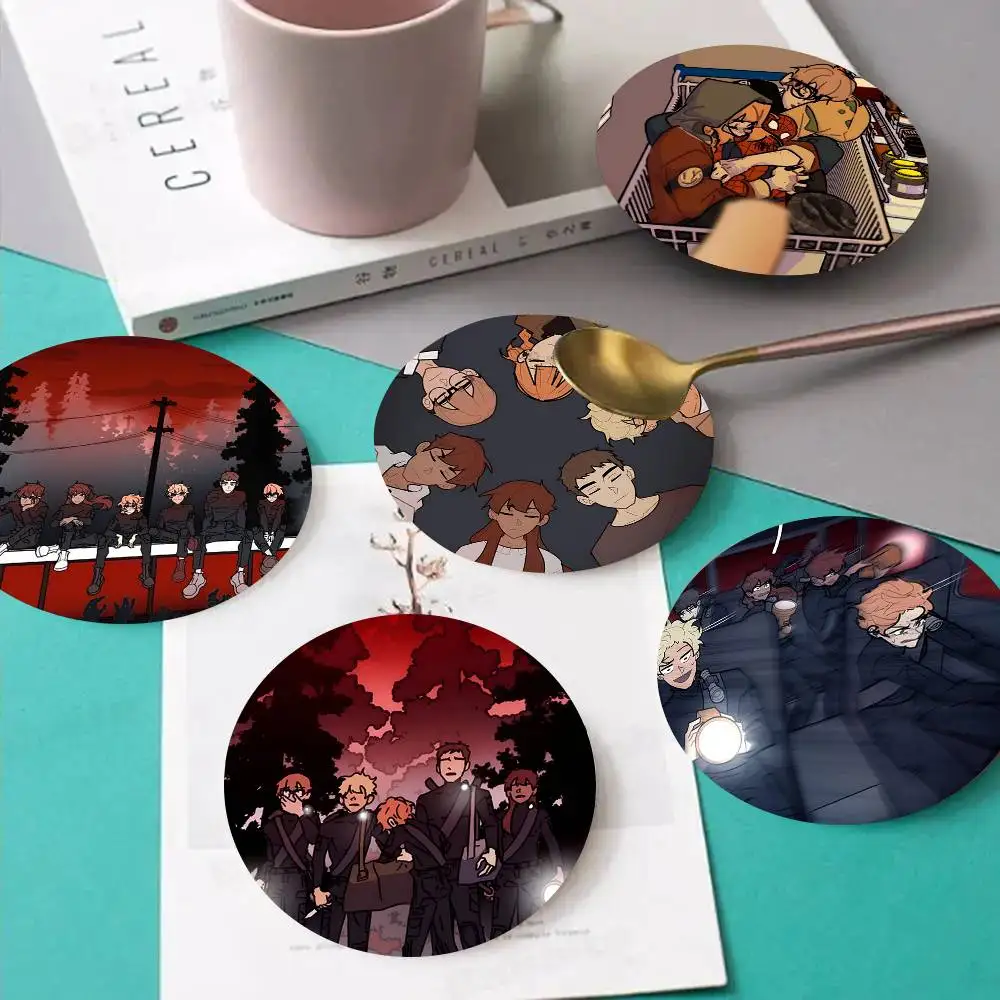 1pc Comics S-school B-bus G-graveyard Wooden Coaster Colour Printing Cup Mat Home Desk Decoration Gifts