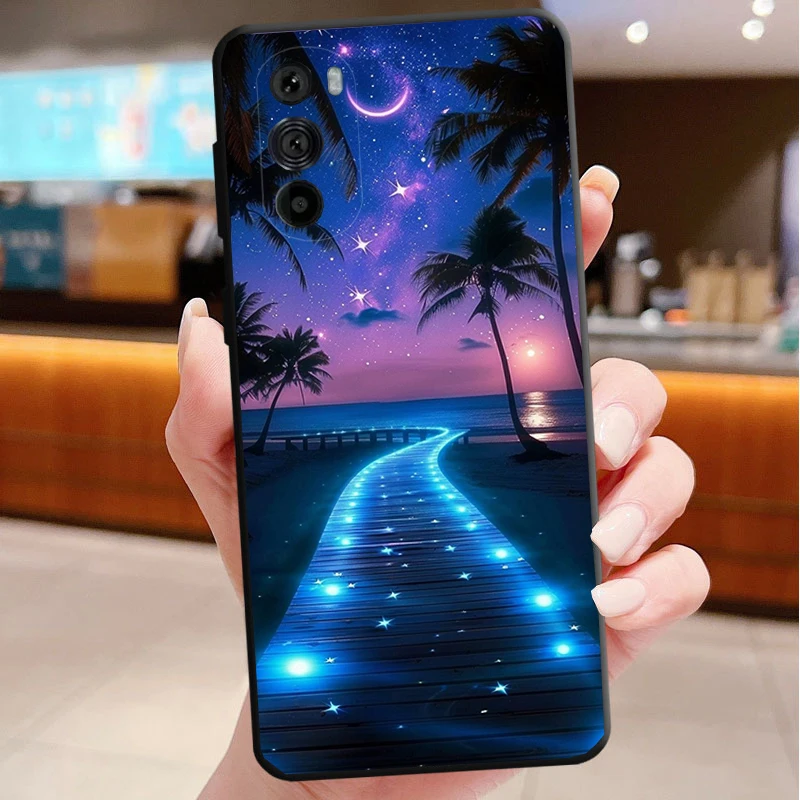حافظة هاتف لهاتف موتورولا إيدج 50 40 برو 60 50 40 30 Ultra Neo Fusion Moto G Play G Stylus G Power G Moonlight Beach Scenery