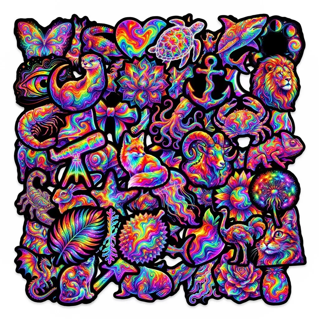 50Pcs Rainbow Tie Dye Graffiti Stickers, Waterproof Creative Decals for Phone Case, Journal and Guitar DIY Giajar Sticker Store
