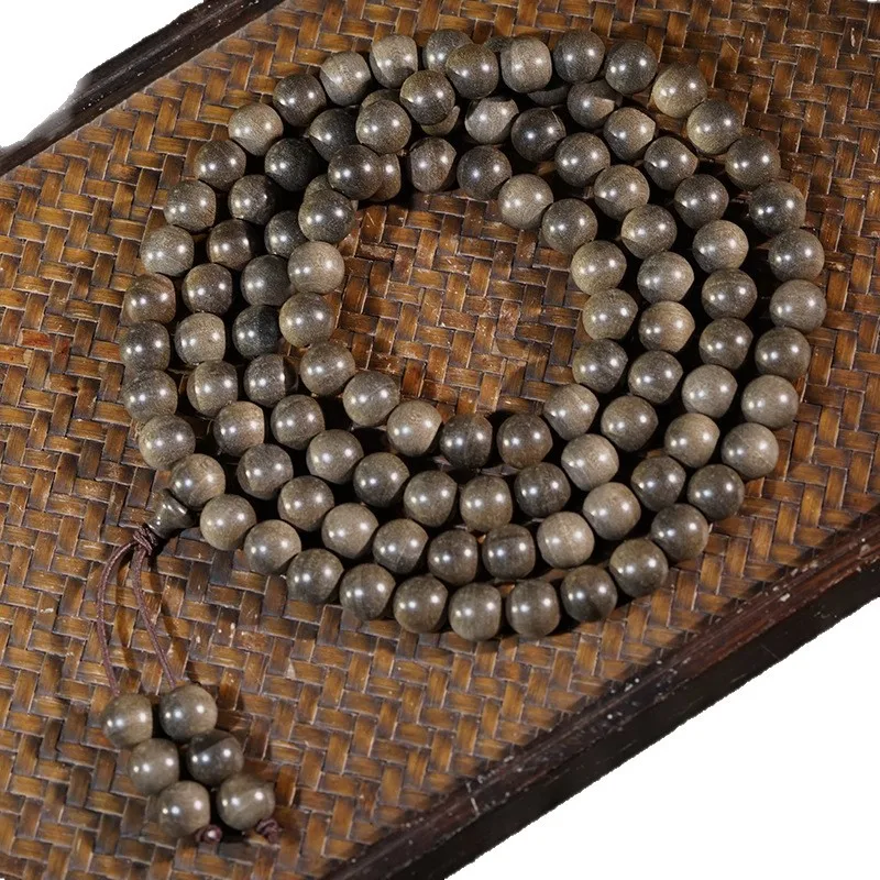 Chinese Traditional Lucky 108 Mala Beads Bracelet Natural Aged Indian Sandalwood Prayer Beads For Meditation Blessing Wealth For