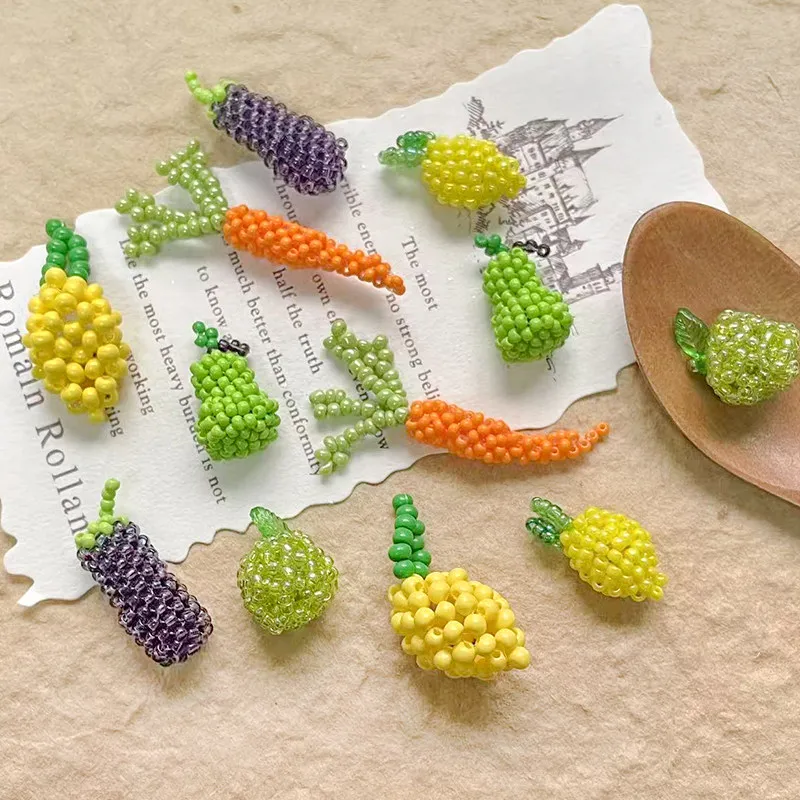 

4 шт. объемные бусины-фрукты (морковь, лимон) из рисового стекла, плетеные, для подвесок, DIY, для изготовления ожерелий, аксессуары, мелкий материал для рукоделия