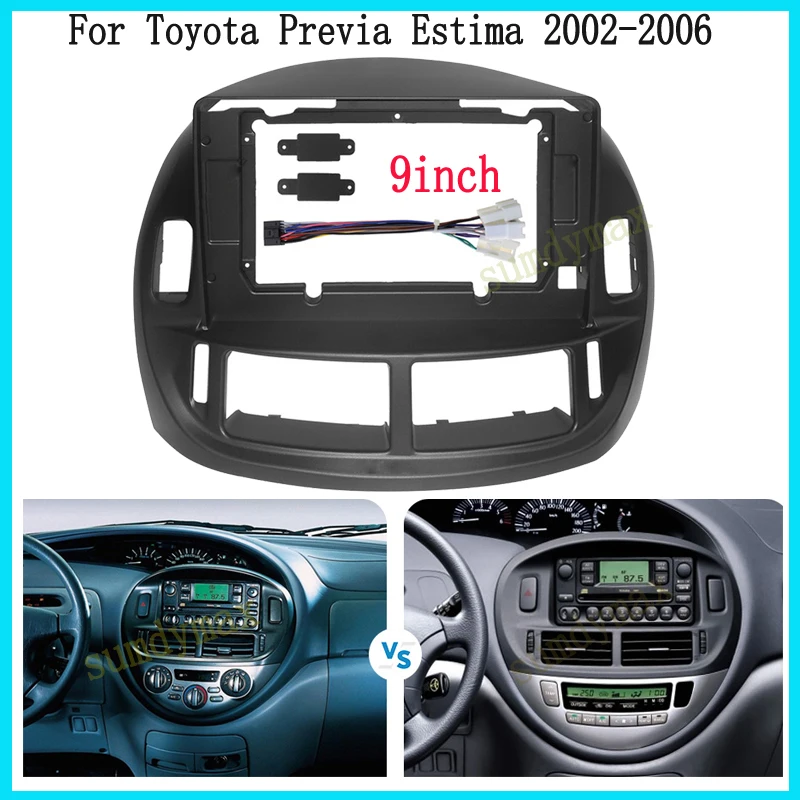 

9-дюймовая радиоприемная панель для Toyota Estima Previa 2002-2006, стереопанель, GPS-рамка, комплект крепления на приборной панели, рамка, автомобильные аксессуары