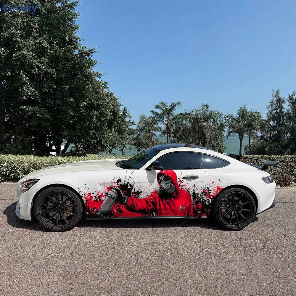 2pcs Graffiti Maker Pattern Car Sticker, Full Body Floral Decoration Covering Scratches, Waterproof Car Sticker. Car Vinyl Wraps