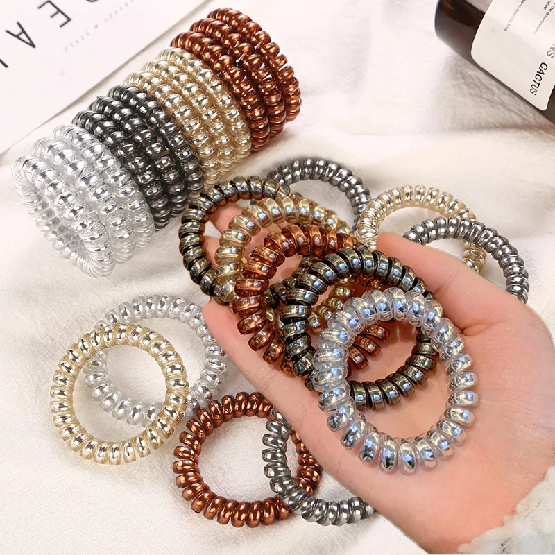 Hair Rubber Bands for Women Hair Accessories Girl Phone Cord Spiral Hair Ties Gum Ponytail Holders Elastic Hair Rings Band