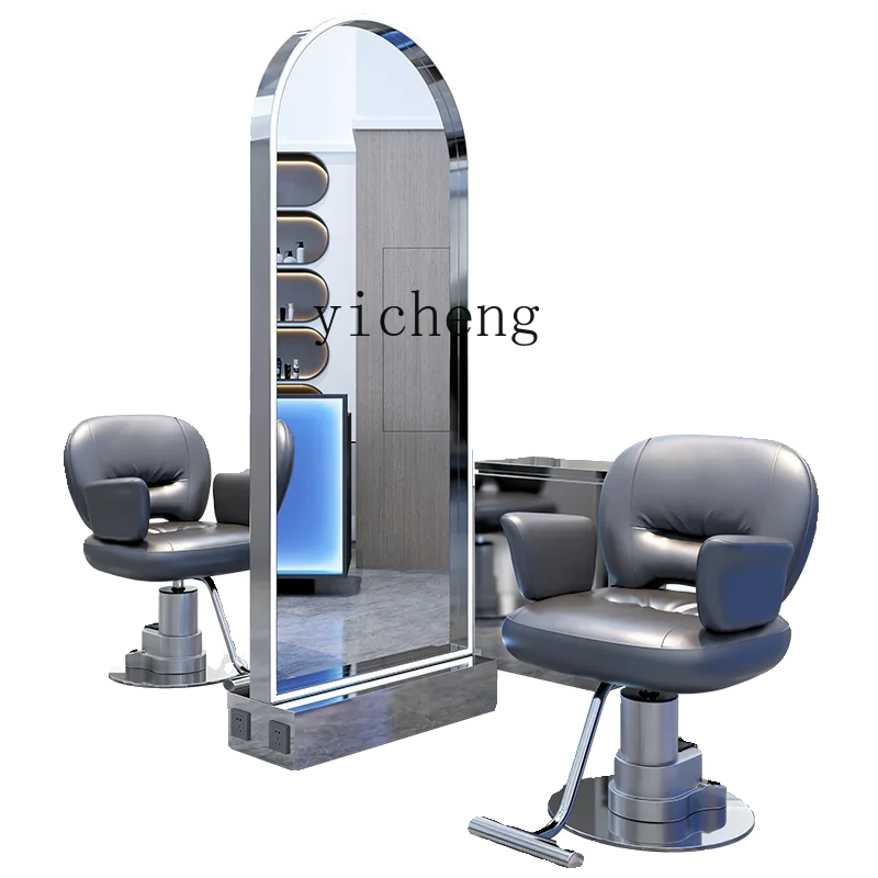 

Barber shop full-body mirror trendy hair salon special single and double-sided beauty mirror with light