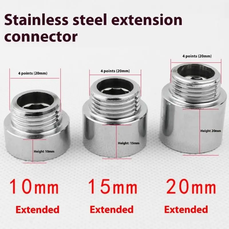 R9UF 3Pcs Tap Extension Connector Internal External Thread Heavy Duty Stainless Steel
