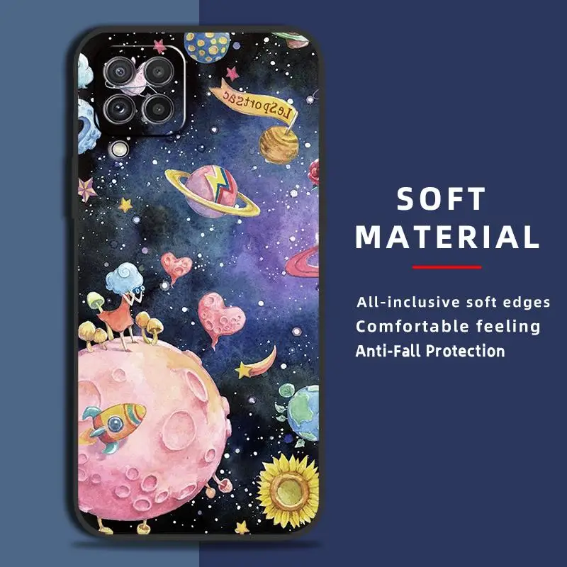 Waterproof Cute Phone Case For Samsung Galaxy A22 4G/SM-A225F Soft case TPU Cartoon Anti-knock Anti-dust Cover Silicone