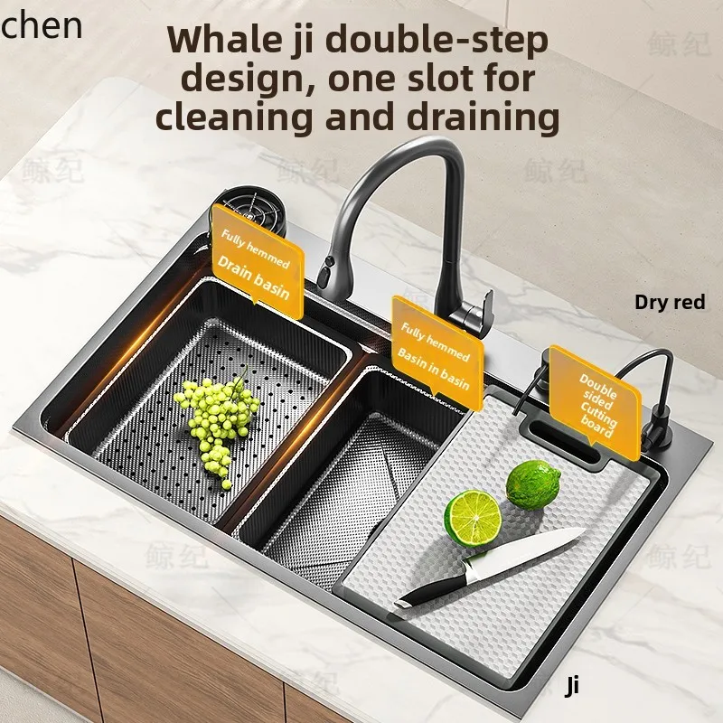 HTT Kitchen Sink Large Single Bowl SUS304 Stainless Steel Undermount Dishwashing Sink for Home Use