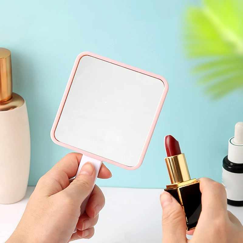 Portable Handheld Makeup Mirror With Comb Square Mirror Student Outdoor Beauty Makeup Mirror Two In One Handle Mirror