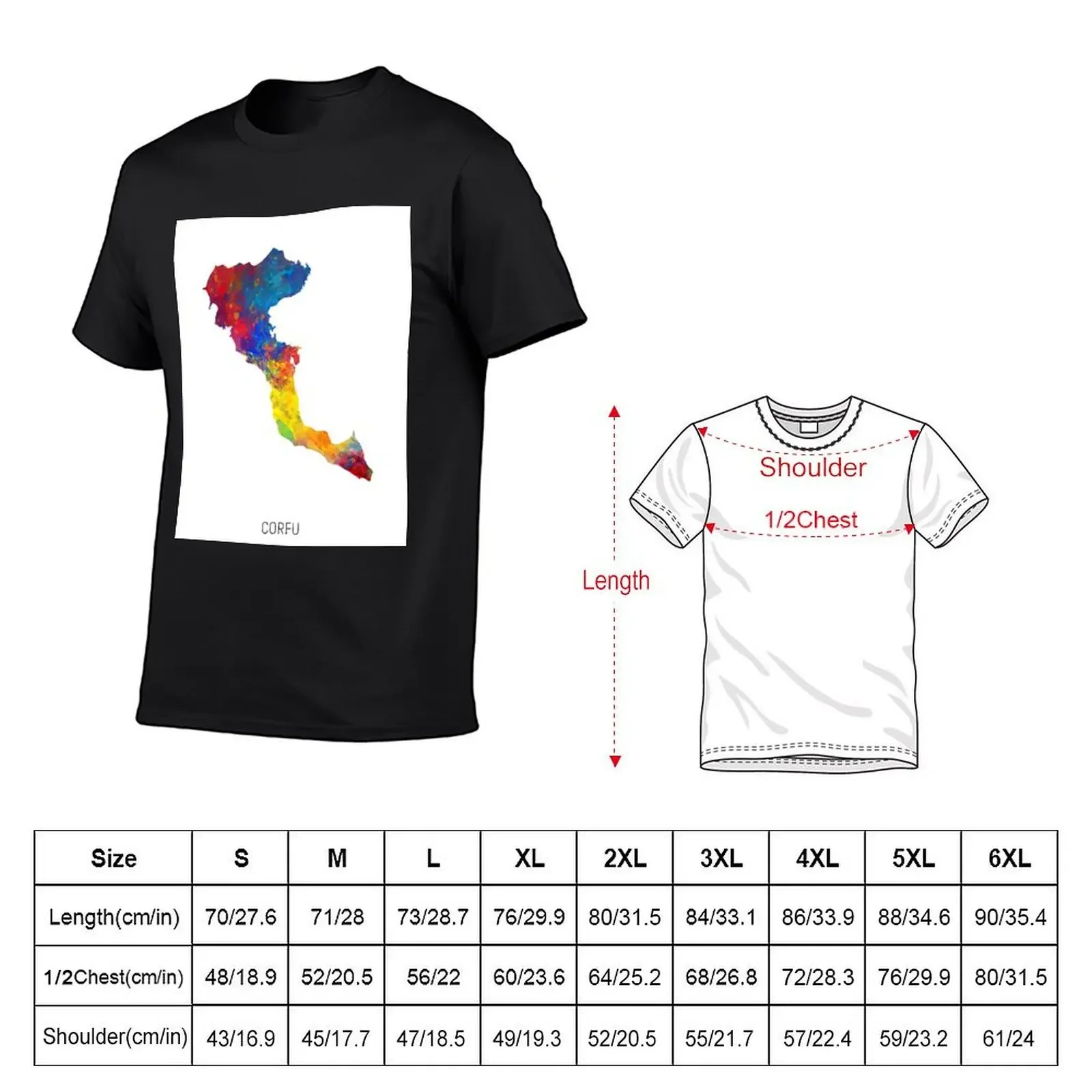 Corfu Watercolor Map T-Shirt baggy shirts boys whites man t shirt mens graphic t-shirts pack