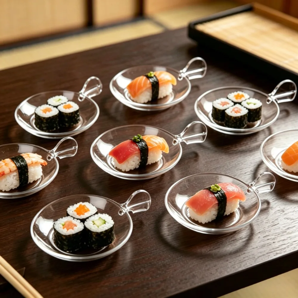 50PCS Transparent Disposable Fishtail Dessert Plate Thickened Crush-resistant Party Appetizers Plate Plastic Hard Sushi Dish view 5