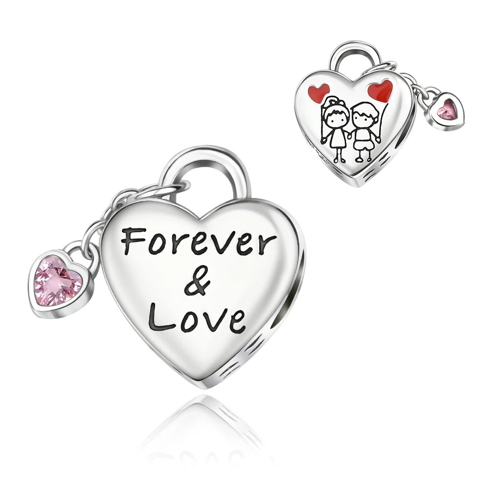 

Ahthen 925 Sterling Silver Hot Sale Beads Forever Love Dangle Charm fit Snake Chain Bracelets Necklaces for Women Jewelry Making