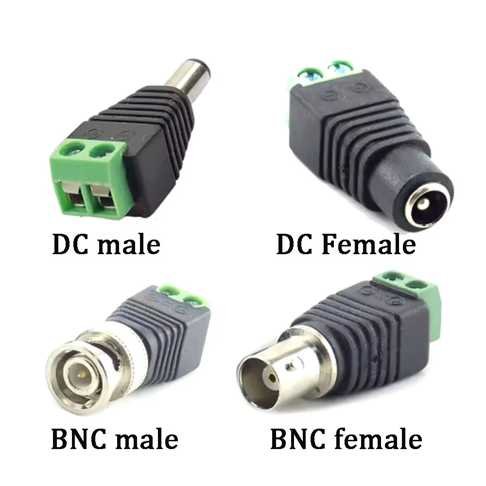 1/5/10PCS DC Männlich Weiblich BNC Anschlüsse 5,5*2,1mm/2,5mm 12V Schweiß-Freies Power DC Stecker Adapter Jack Steckdosen Für LED CCTV Kamera