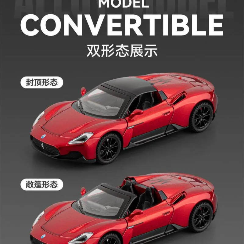 

Maserati Diecast Alloy Convertible Sports Car Model with 7 Openable Parts Front Wheel Steering for Car Collectors Hobby Display