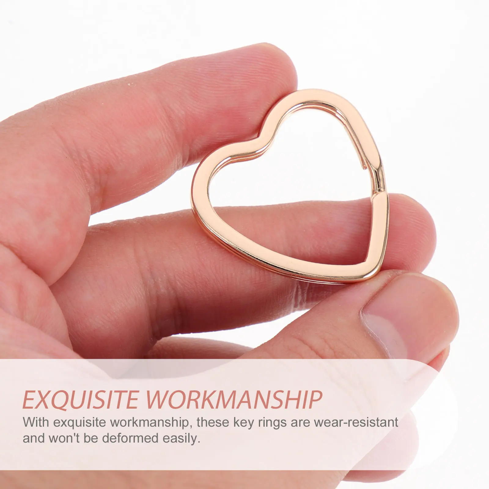 

30Pcs Heart Shape Split Key Rings Durable Iron DIY Keychain Supply Portable Metal Rings for Crafts Accessories