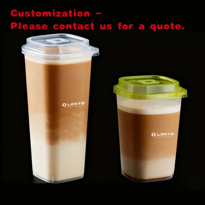 

Custom.LOKYO Custom одноразовая четырехсторонняя чашка из жесткого полипропилена на вынос лимонада квадратные пластиковые стаканчики для кофе со льдом