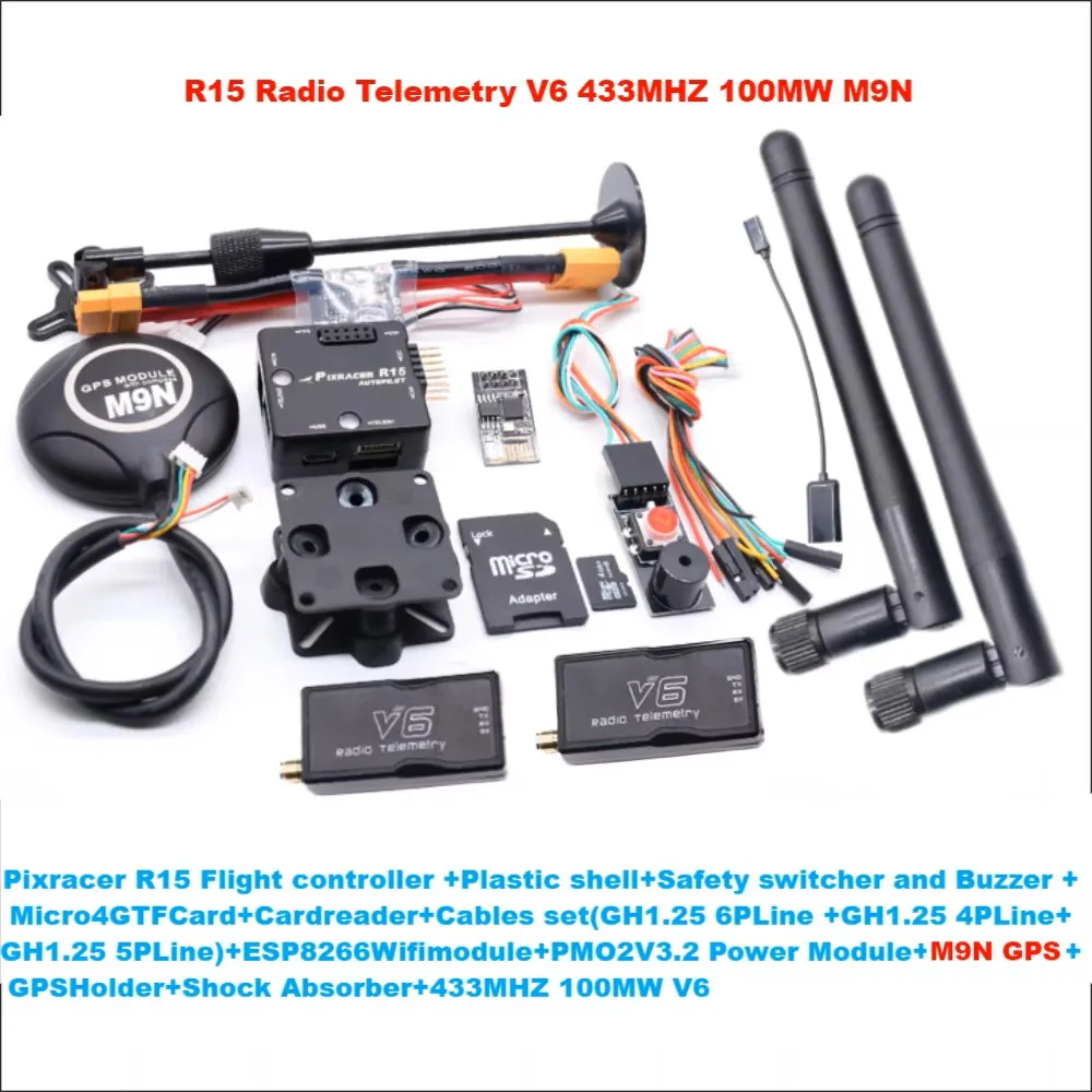 Pixracer R15 Autopilot Xracer PX4 Pixhawk Flight Controller M8N/M9N/M10 GPS Radio Telemetry V6 Set RC Quadcopter Ardupilot