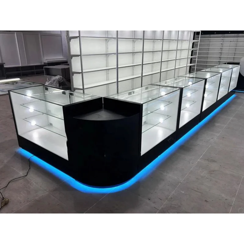 custom.Retail Dispensary Fixture Design Showcase Counter Top Display Glass Display Fixture Smoke Shop Furnitu