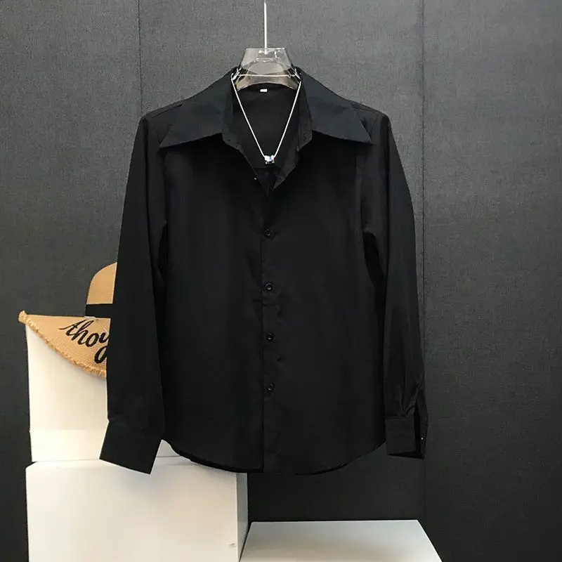 Spring Autumn New Fashion Turn-down Collar Long Sleeve Solid Color Blouse Men's Clothing Casual All-match Korean Button Shirts