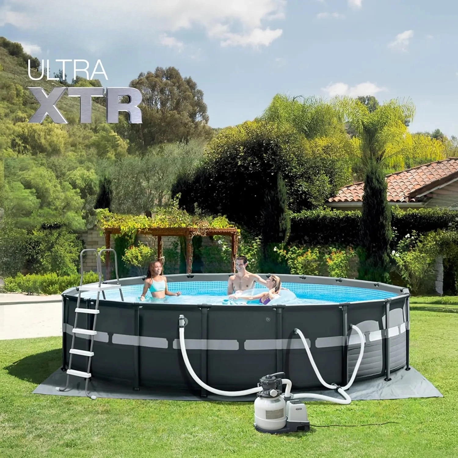 Ultra XTR 18 ft x 52 in Above Ground Pool Set, Round Swimming Pool with Steel Frame, 2100 GPH Sand Filter Pump, Ladder,, Custom