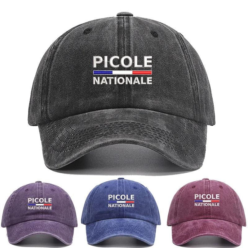 

Fashion brand Embroidery France PICOLE NATIONALE soft Men Baseball Caps cotton washed Adjustable women sunbonnet Dad cap hat