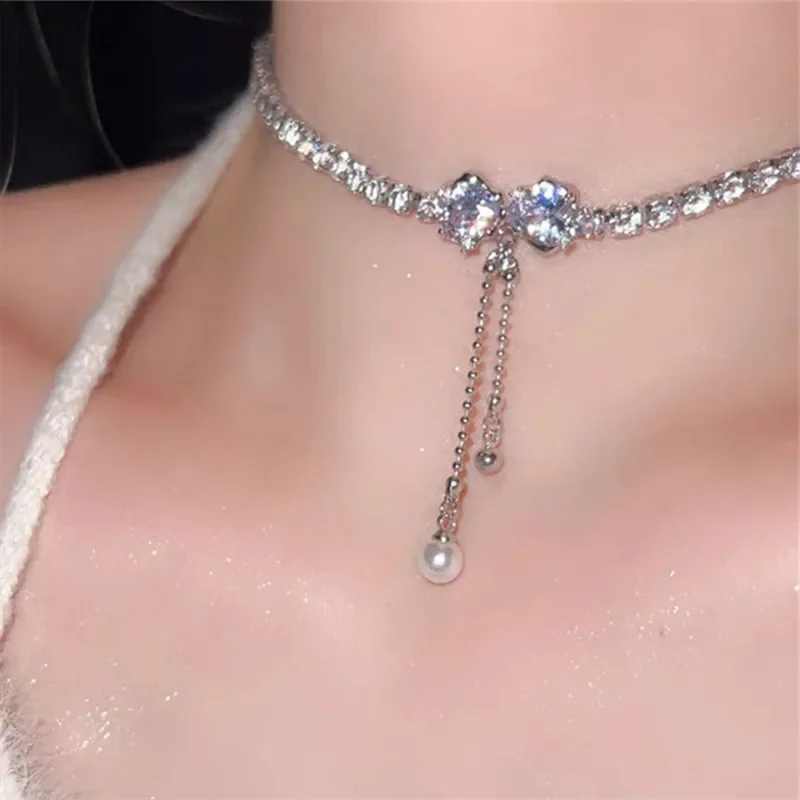 インレイがちりばめられたパールネックレス,パールペンダント,ファッショナブル,ファッショナブル,パーティージュエリー,誕生日プレゼント