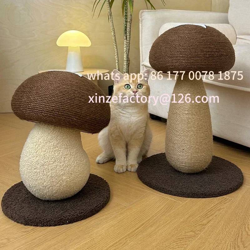 Rascador interactivo de pie personalizable para gatos, juguete duradero para gatos, garra de Sisal con forma de seta Shiitake resistente al desgaste