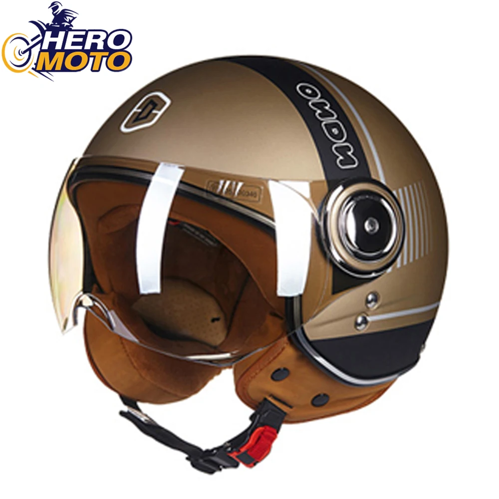 BEON Motorcycle Helmet Vintage Moto Helmet Chopper Moto Capacete De Moto 3/4 Open Face Moto Scooter Motorbike Helmet Men Women