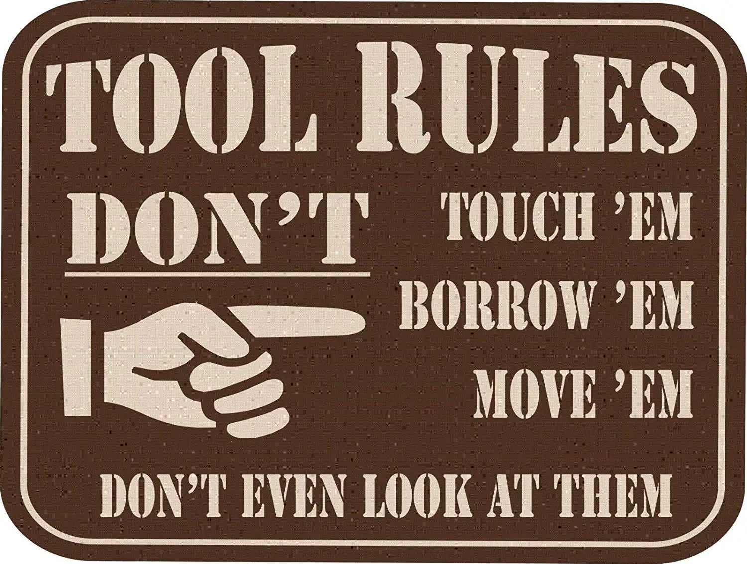 Inventive Enterprises Tool Rules Vintage Wall Decor w/Funny Quote, Unique Metal Wall Decor for Home, Bar, Pub, or Man Cave  sign